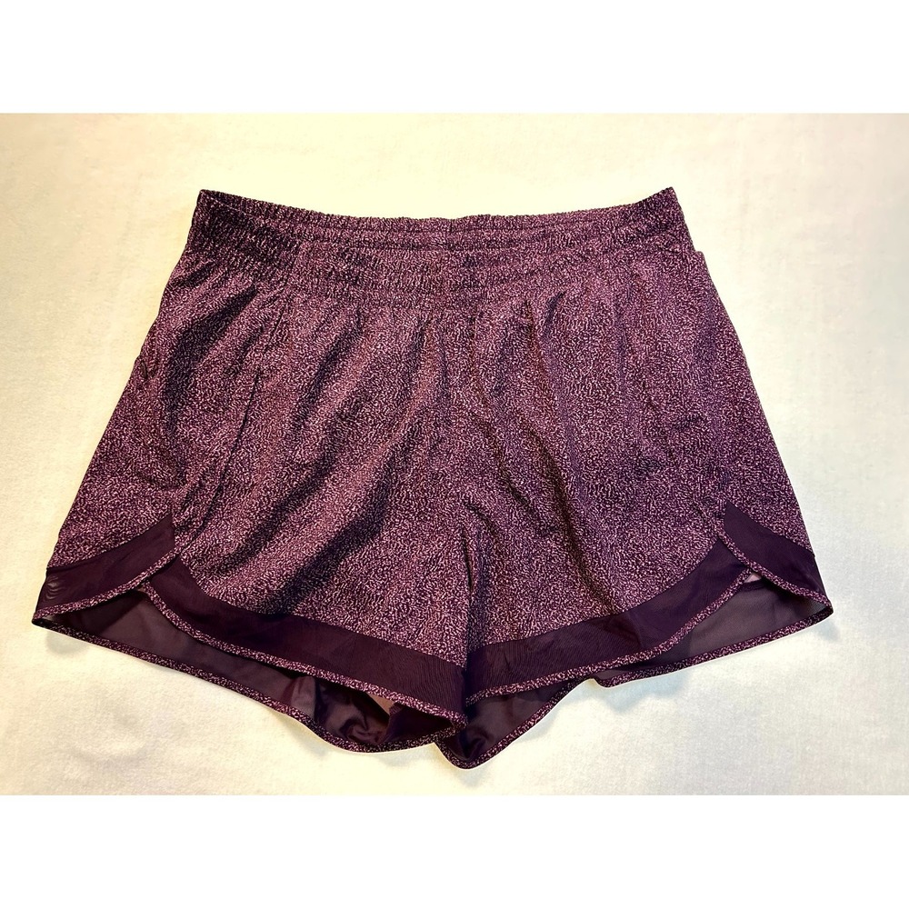 ATHLETA Printed Mesh Racer Run Shorts 4" Purple Violet Static Lined Plus Size 1X - Picture 2 of 14